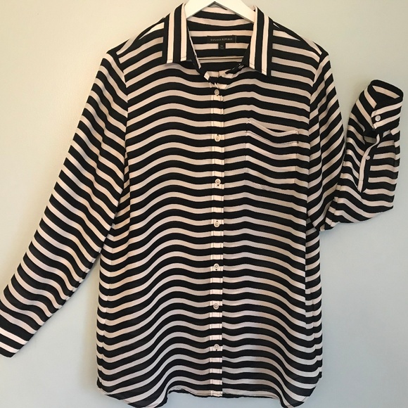 Banana Republic Tops - Banana Republic - Long sleeved, stripped blouse.